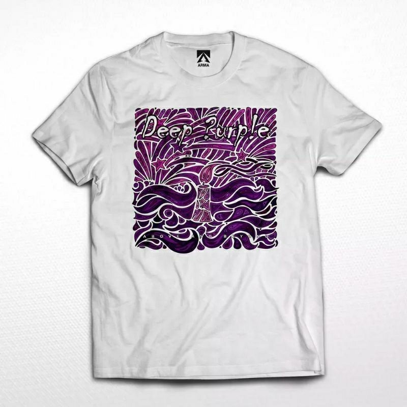 S-5XL วงแขนสั้นเสื้อยืด พิมพ์ลาย Deep PURPLE BAND สไตล์ตะวันตก