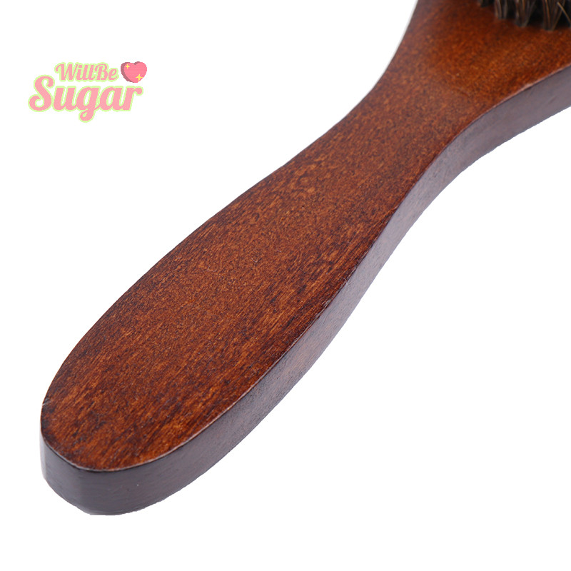 [WillBesugarT] 1pc Shoe Boot Polish Shine ทําความสะอาดกําจัดฝุ่นแปรงรองเท้าทนทานด้ามไม้ยาวแปรงขนม้า [ใหม่]