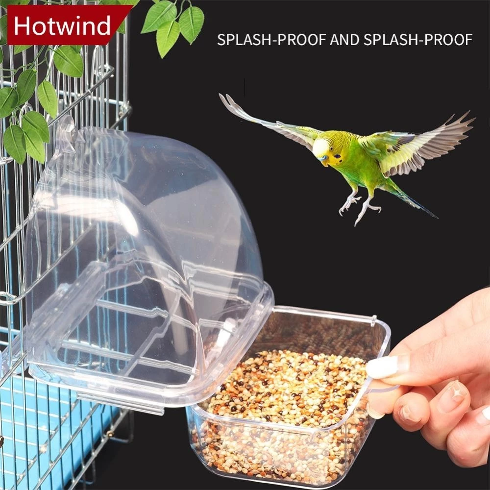 Hotwind Bird Cage Feeder นกแก ้ วน ้ ําแขวนชาม Parakeet Feeder กล ่ องกรงสัตว ์ เลี ้ ยงพลาสติกภาชนะบรรจุอาหารนกอุปกรณ ์ Q1W7