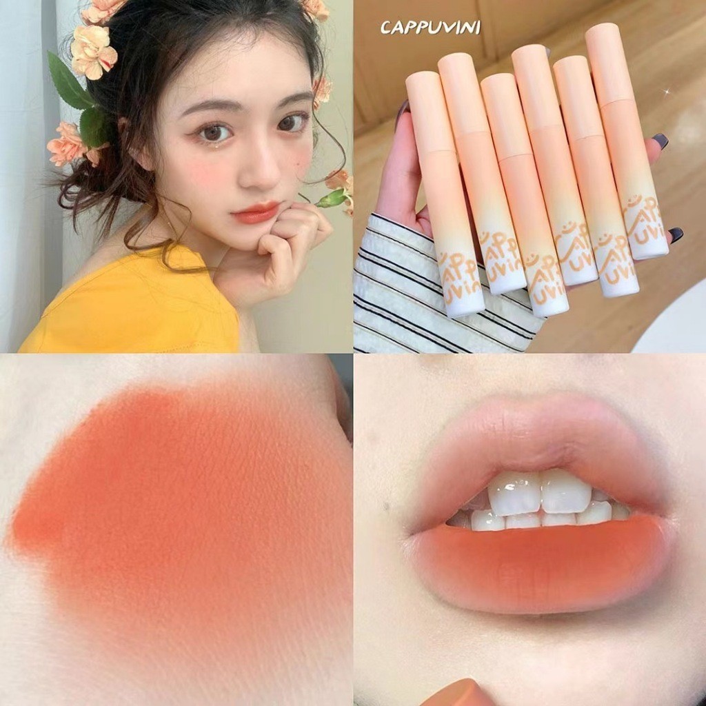 ลิปสติกกำมะหยี่ลิปครีมเนื้อแมตต์ Cappuvini Cantaloupe Lip Paste