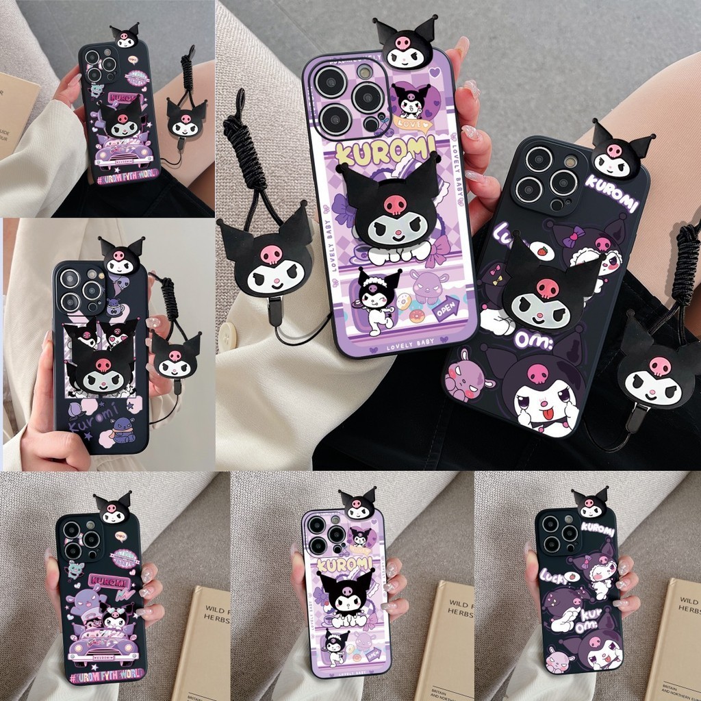 3D การ์ตูน Kuromi ของเล่นผู้ถือโทรศัพท์ขาตั้งสายรัดข้อมือสําหรับ Realme X50 Pro Narzo N55 10 10A 30 