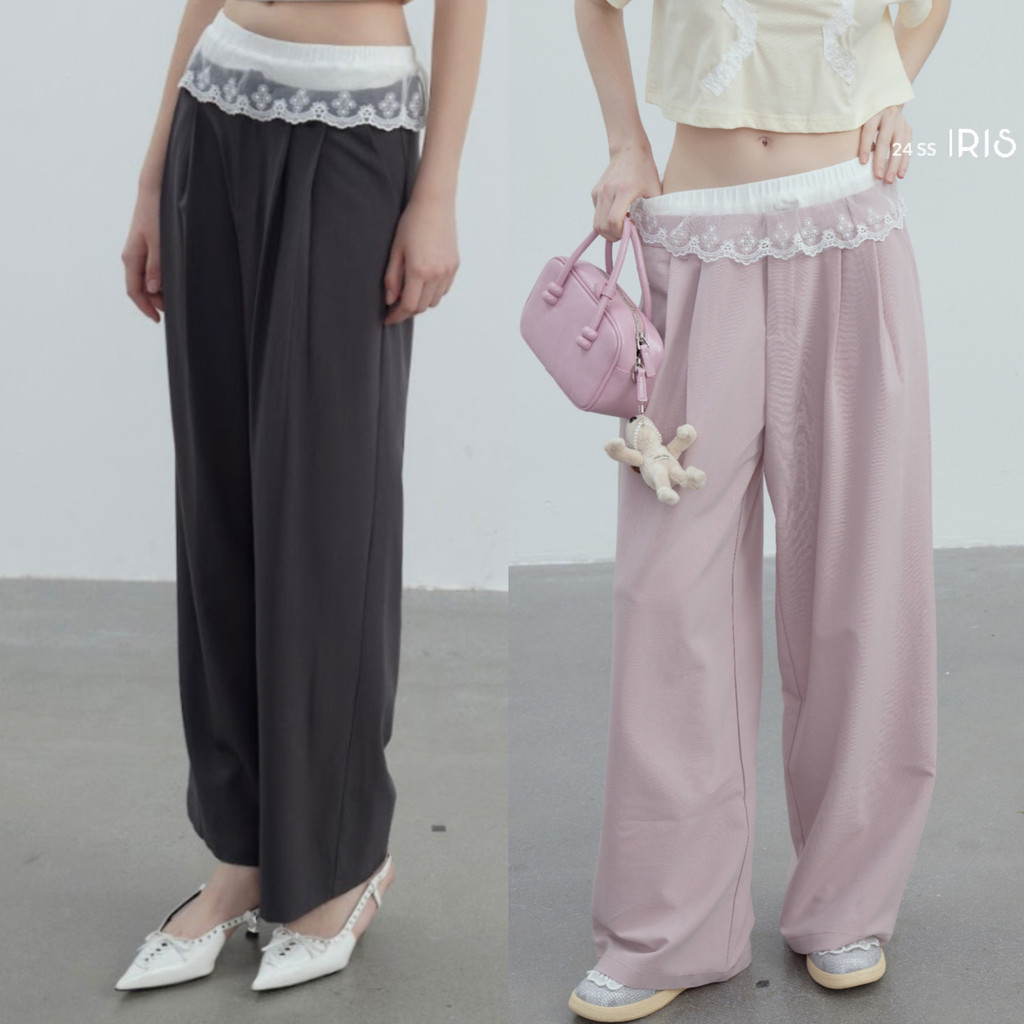 พร้อมส่ง「สินค้าลิขสิทธิ์แท้」IRIS FASHION Touch the future 24ss l IP72350 So chick bow pant เสื้อผ้าผ