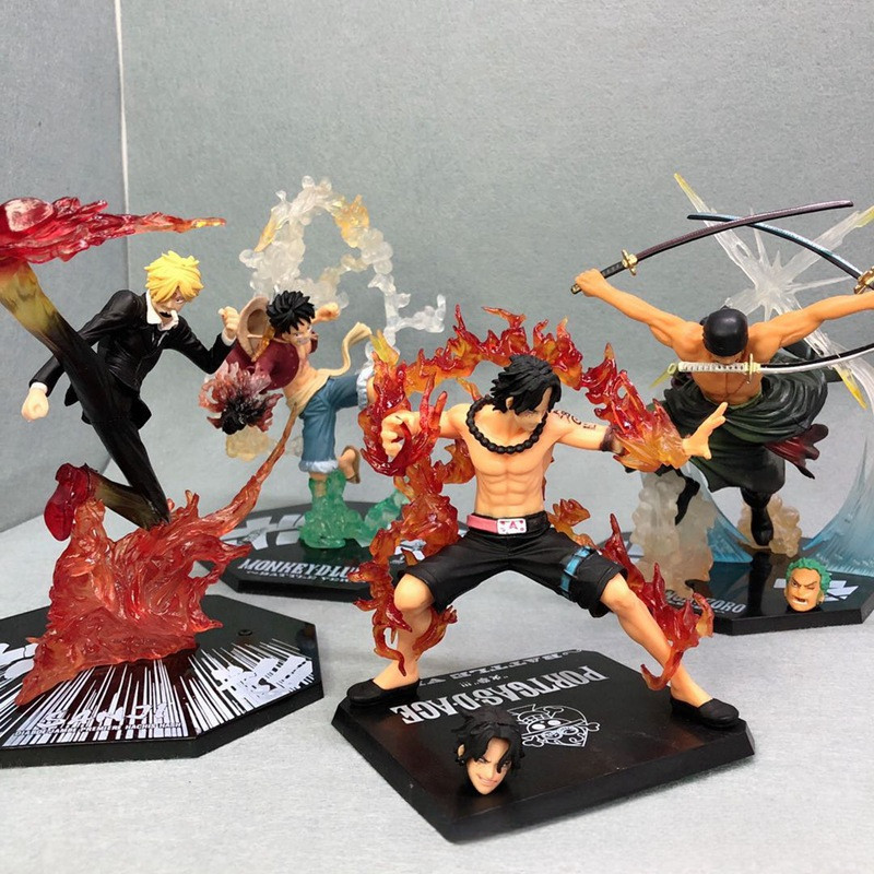 รูปการ์ตูนโจรสลัดมวยไฟ Luffy Ace Ghost Slash Sauron Demon Wind Legs เครื่องประดับโมเดล Sanji