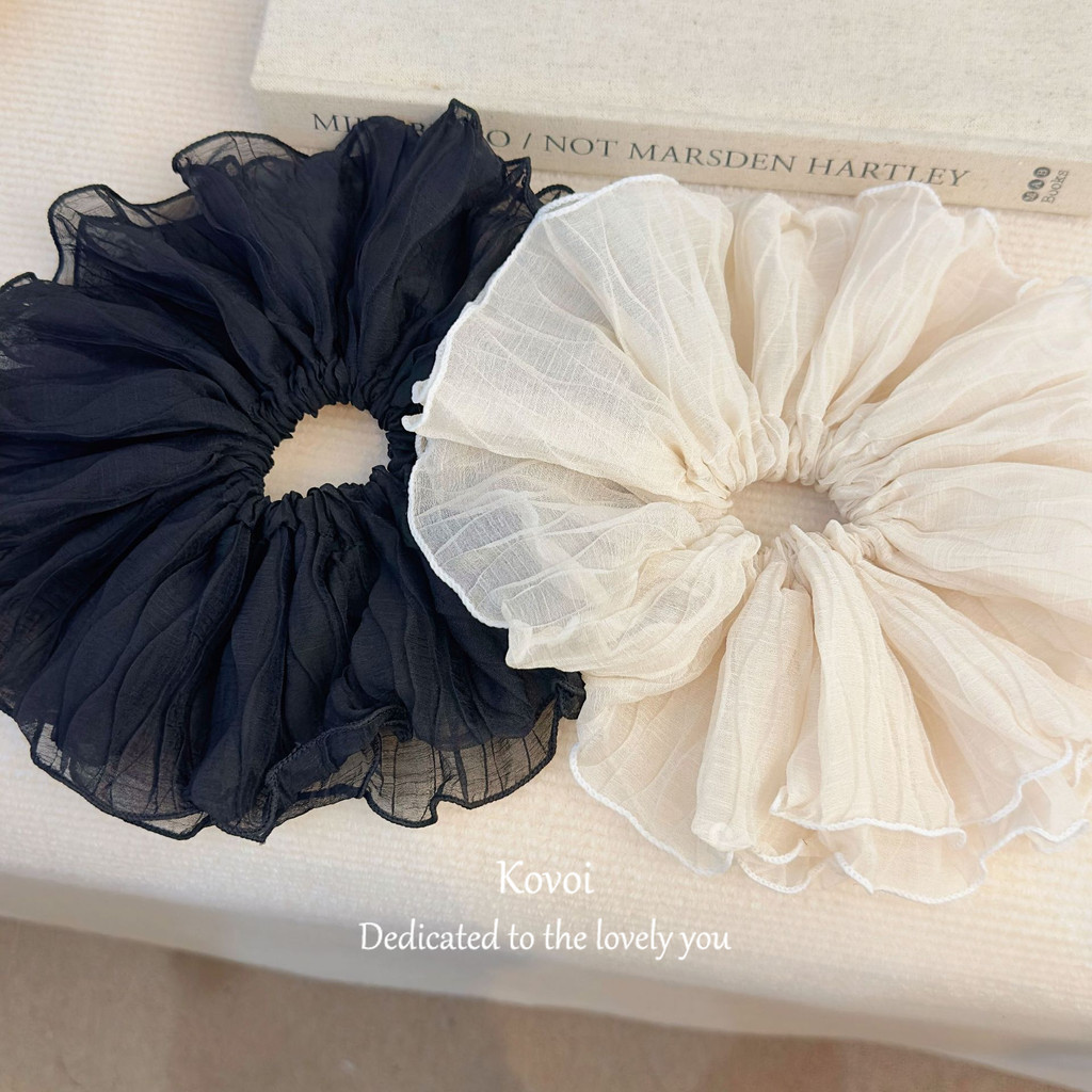 Kovoi/french Elegant Pleated Scrunchy Hair Tie สไตล ์ ใหม ่ เกาหลีเรียบง ่ ายขนาดใหญ ่ ยางรัดผมผ ้ าโพกศีรษะ