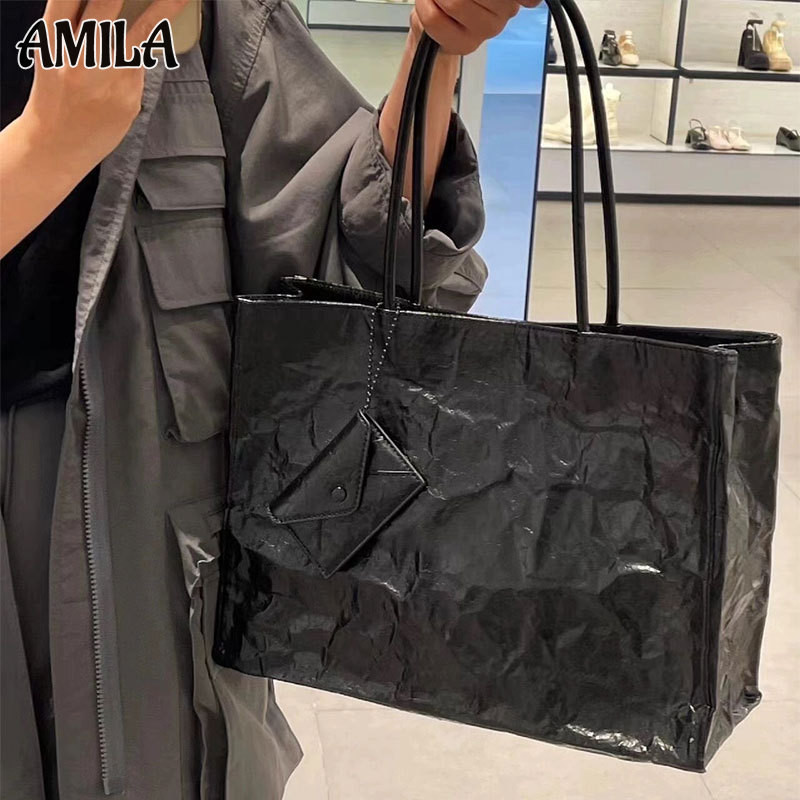 Amila เกาหลีใต ้ แฟชั ่ นอินเทรนด ์ ความจุขนาดใหญ ่ จีบ Tote Bag ใหม ่ กระเป ๋ าถือใต ้ วงแขนดูดี