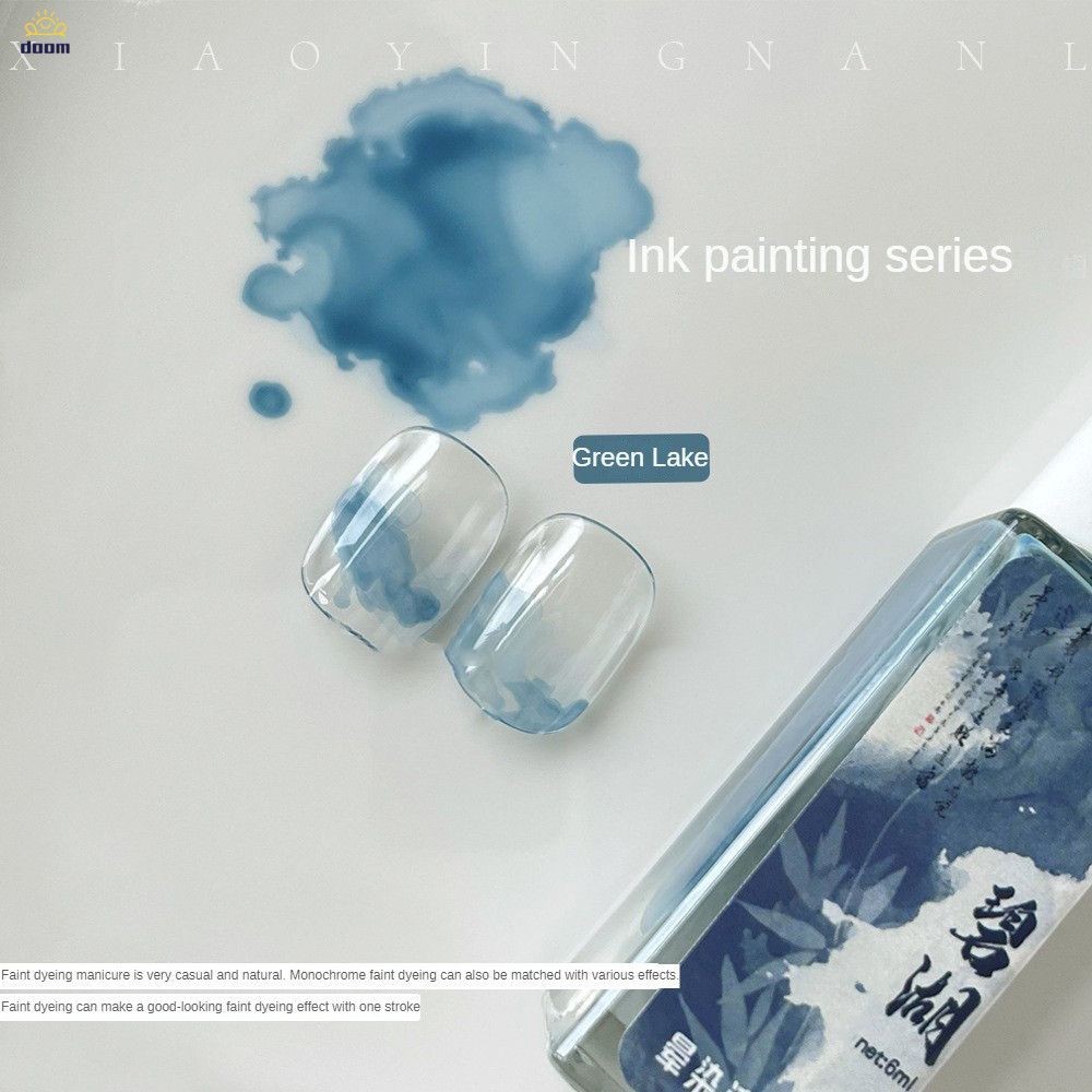 ยาทาเล็บเจล เล็บสีน้ําน้ํายาทาเล็บกาว เจลรอยเปื้อนหมึก สีเจล6ml ภาพวาดภูมิทัศน์สไตล์จีนเล็บเจลรอยเปื้อน 【doom】