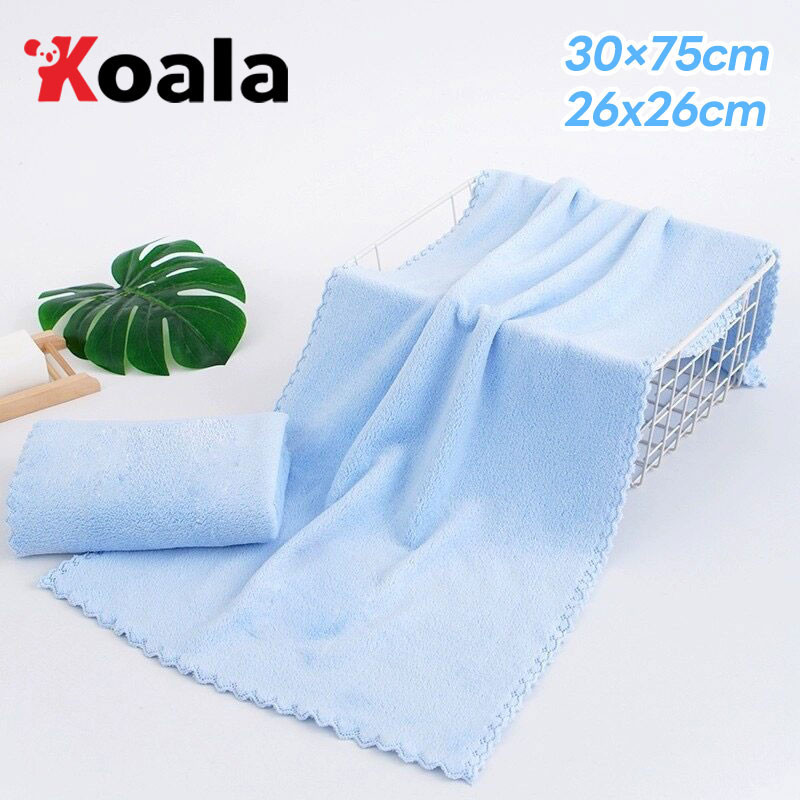 KOALA ผ้าขนหนูผืนเล็ก ขนาด 35x70cm. สีพื้น ผ้านุ่ม คละสี