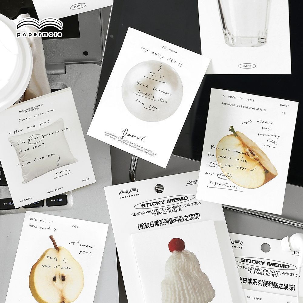 30 ชิ้น/แพ็คผลไม้รูป Sticky Notes Apple Pear Sticky Note Pad ฤดูร้อนผลไม้ Self Stick หมายเหตุแผ่นการ์ตูนตลก Memo Pads Self กาวกระดาษข้อความหมายเหตุสําหรับเตือน Studying
