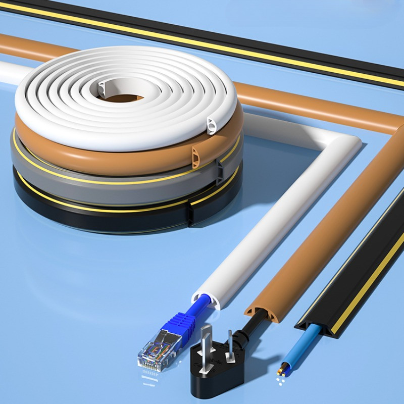 ฝาครอบสายเคเบิลชั ้ น PVC Cord Protector Self-Adhesive Power Cable Protector Extension ไฟฟ ้ า Wire Duct Slot Cable Management