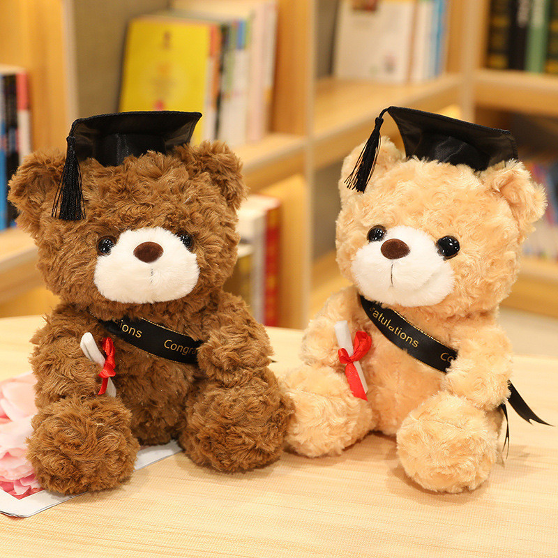Doctor Hat Bear Doll Doctor Bear Plush Toy Teddy Bear Graduation Bear Doll Graduation Season Gift Logo
