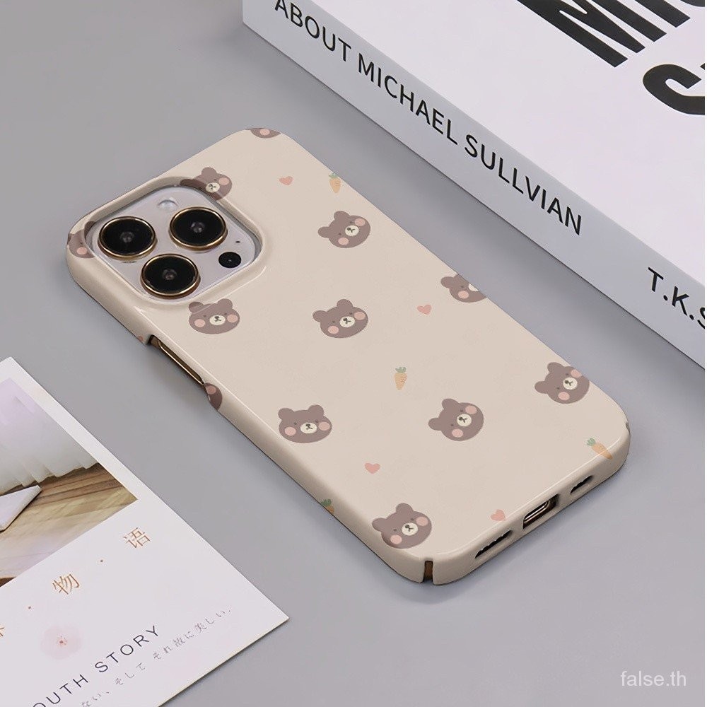 หมี Face รูปแบบป้องกันกรณีเหมาะสําหรับ iPhone XR XS 13 8Plus 14Plus 7/8Plus 14ProMax 15Plus 11ProMax 14Pro Matte เคสโทรศัพท์ 15 กันกระแทกซิลิโคน Hard Case 15Pro 13Pro Anti-drop XSMax FZJV