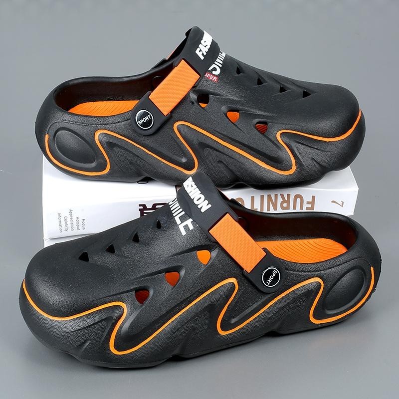 รองเท ้ าแตะผู ้ ชายรองเท ้ าแตะชายหาดกลางแจ ้ งสบายนุ ่ ม Clogs ออกแบบรองเท ้ าแตะบุรุษ