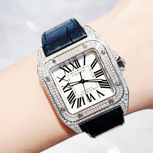 Cartier Cartier Watch Women 's Watch Medium Santos Series Automatic Mechanical Rear Diamonds