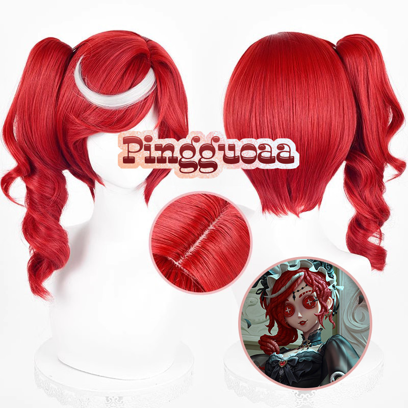 Identity V Crimson Priestess Cosplay 36cm Long Ponytail Red Heat Resistant Synthetic Wigs