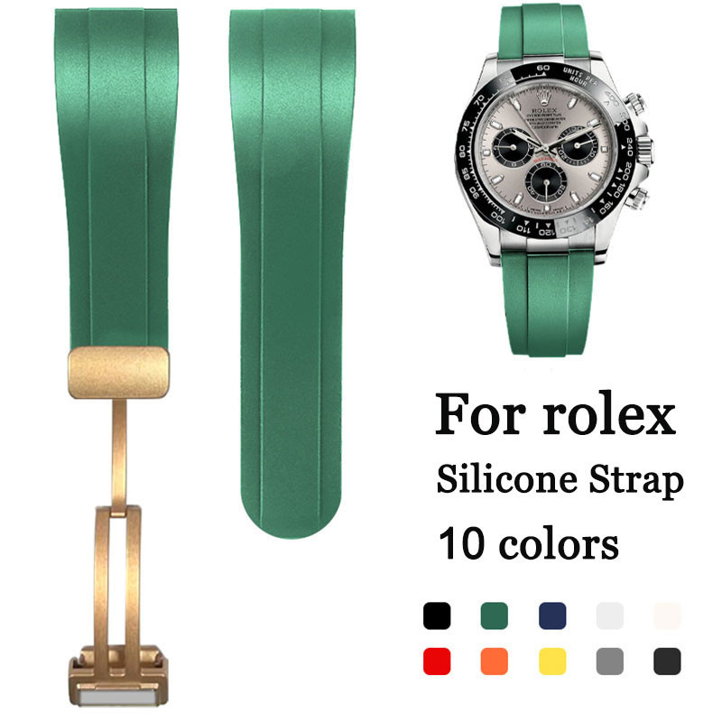สําหรับ Rolex สายนาฬิกาซิลิโคนหัวเข็มขัดแม่เหล็ก 22 มม. Daytona สีเขียวน้ํา Ghost King GMT ยางนาฬิกา Yacht-Master Oysterflex 42 มม.สร้อยข้อมือดําน้ํา Watchband