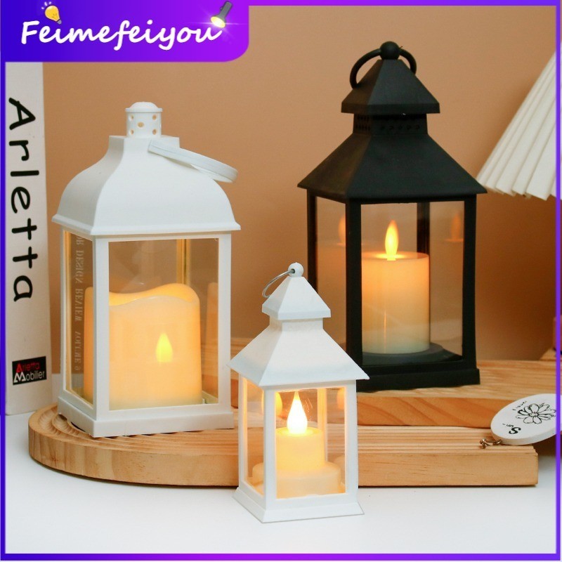 Nordic Vintage LED เทียนอิเล ็ กทรอนิกส ์ บรรยากาศ Creative เลียนแบบเชิงเทียนโคมไฟสําหรับ Camping กลางแจ ้ งตกแต ่ งโต ๊ ะ