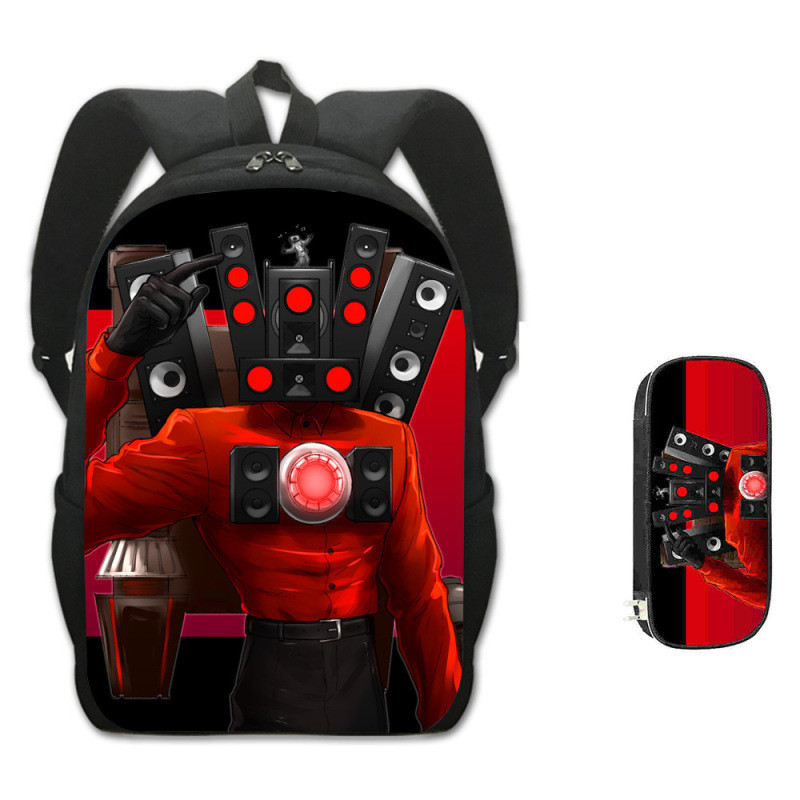 2 ชิ้น/ชุด กระเป๋าเป้สะพายหลัง + กระเป๋าดินสอ Skibidi Toilet กระเป๋านักเรียนเด็ก ลายการ์ตูน 3D น้ําหนักเบา สะดวกสบาย กันน้ำ