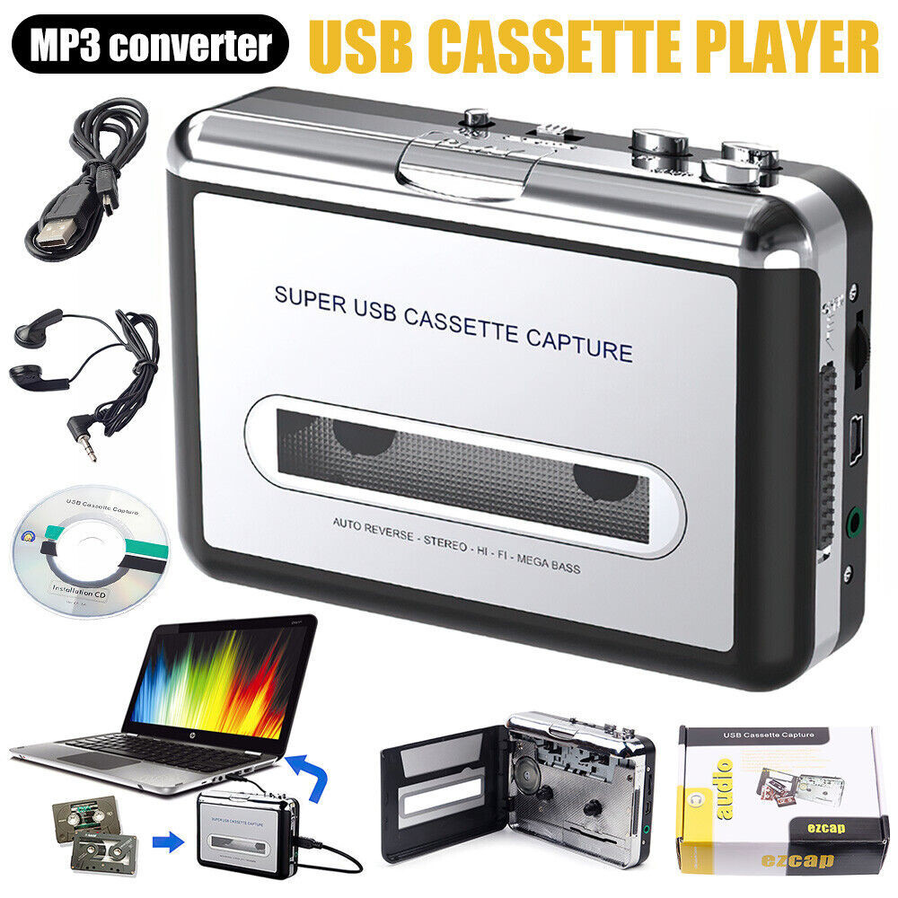 Tape to PC Digital MP3 CD Converter USB Cassette Capture,Portable Cassette Tape Player
