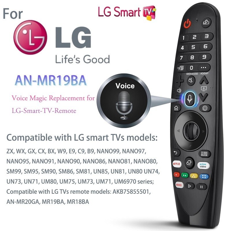 Voice Magic เปลี ่ ยนสําหรับ LG-Smart-TV-Remote, AN-MR19BA สําหรับ LG Smart TV Magic Remote, พร ้ อมฟังก ์ ชั ่ นการจดจําเสียงและตัวชี ้