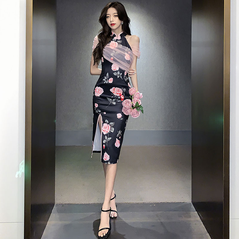 ติดตามรับ✔เดรสออกงาน เดรสเซ็กซี่✨ชุดเดรสไนท์คลับ✨ชุดการแสดง✈WDS10762023ฤดูร้อนเซ็กซี่คอแขนกุดด้านข้า