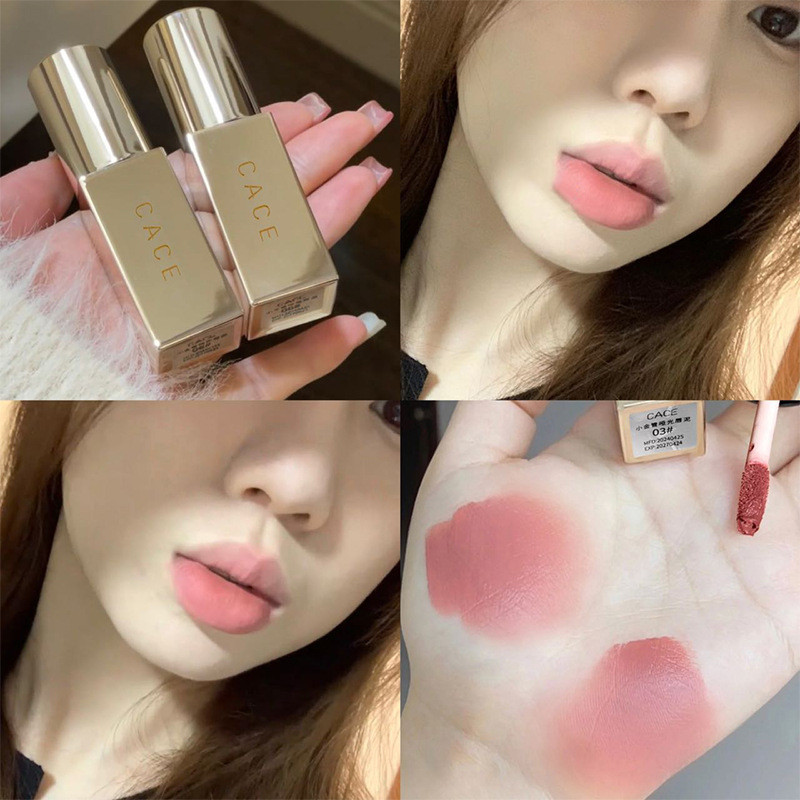 Cace Small Gold Tube Matte Lip Mud Whitening Natural Lip Glaze กันน ้ ํา