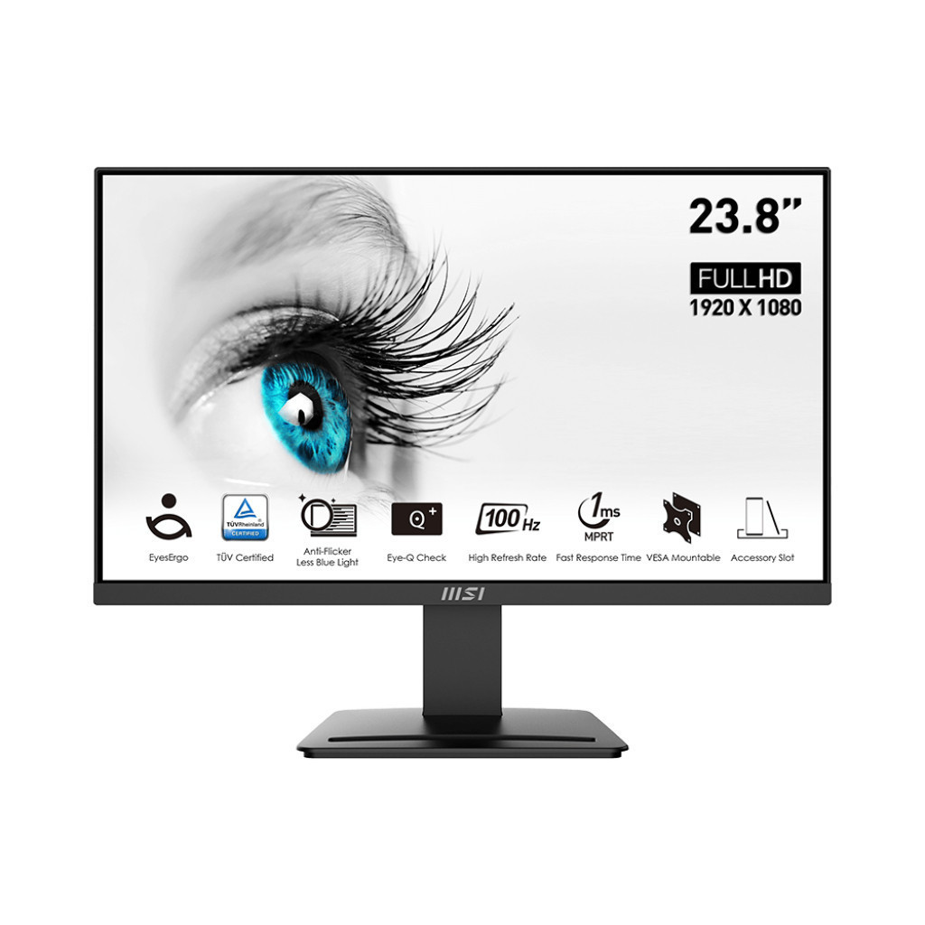 MSI Monitor PRO MP2412 23.8" VA FHD, 100Hz (1ms, DP, HDMI) SRGB 113% ประกันศูนย์ MSI 3 ปี
