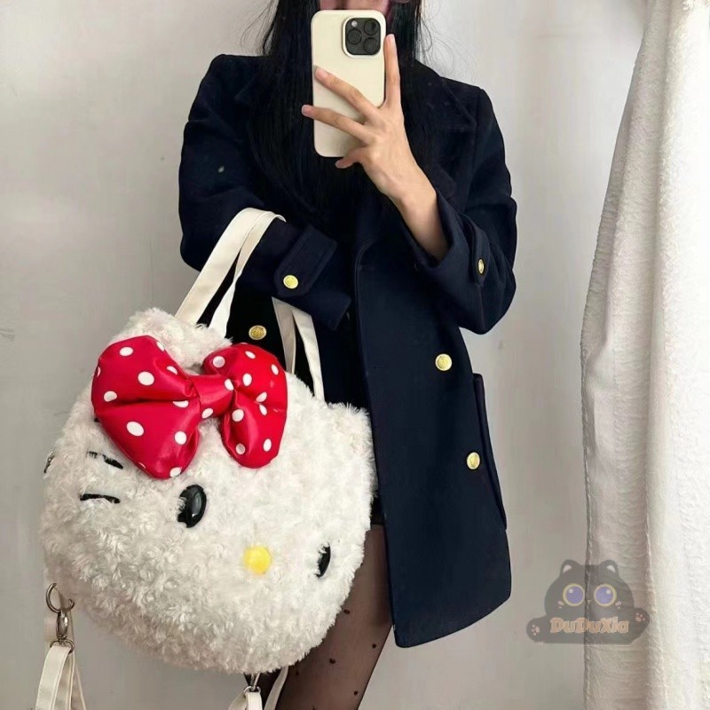 🎀การจัดส่งที่รวดเร็ว🎀ซานริโอ สไตล์เดียวกัน ทํานอง กระเป๋าการ์ตูนบิ๊กใบหน้า ทํานอง กระเป๋าเป้สะพายหลังความจุขนาดใหญ่ ทํานอง กระเป๋าถือน่ารัก สวัสดี คิตตี้ กระเป๋าสาวกร - รูปที่ 7