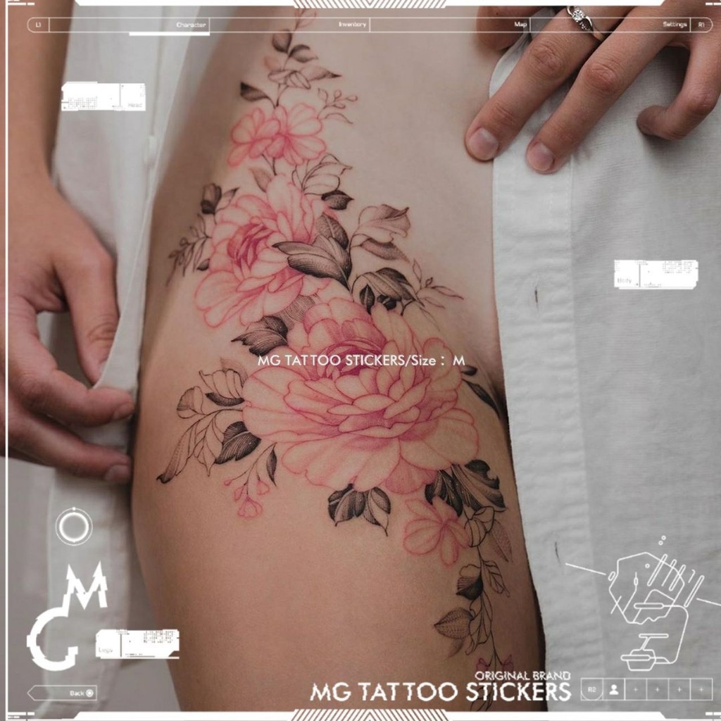 Tattoo Zhu Yingdan ปัดดอกไม้สวยๆศิลปะสาวเซ็กซี่ลายดอกไม้แขนดอกไม้สติกเกอร์รอยสัก