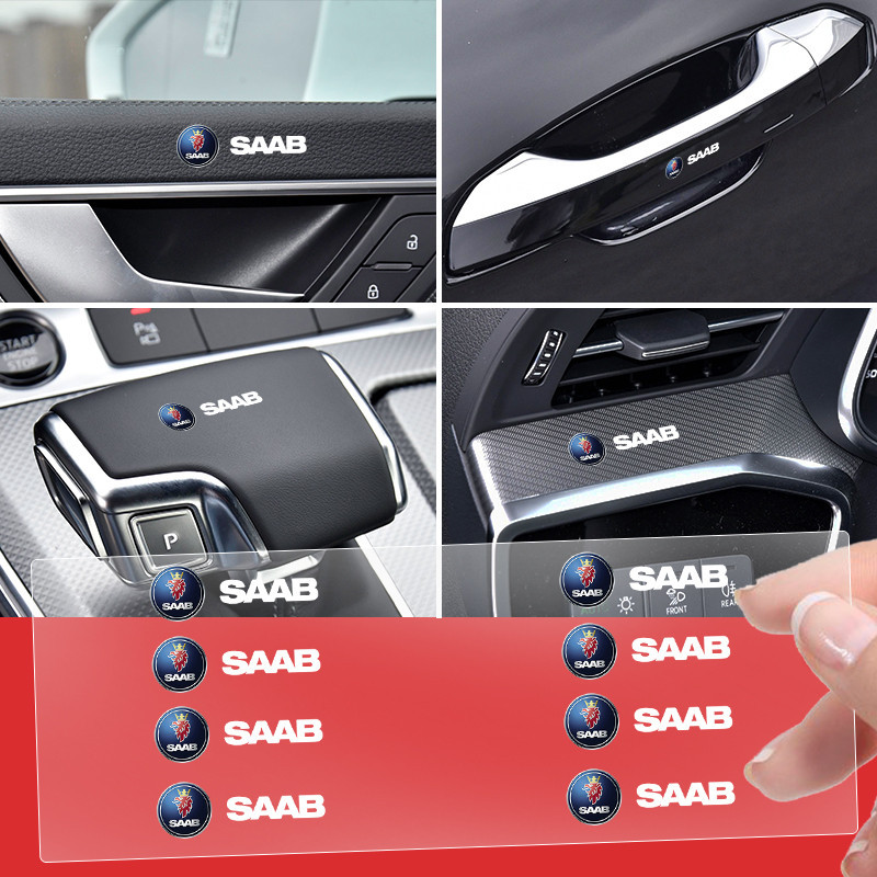 5/10pcs Universal 3D รถรถจักรยานยนต์ป้ายสติกเกอร์รูปลอกตกแต่งสําหรับ SAAB 9000 900 600 428 03-10 9-3