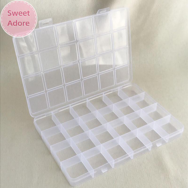 Sweetadore ปฏิบัติ 24 ตารางช ่ องพลาสติกโปร ่ งใสกล ่ องเก ็ บเครื ่ องประดับต ่ างหูลูกปัดสกรูผู ้ ถือกรณีจอแสดงผลคอนเทนเนอร ์ TH