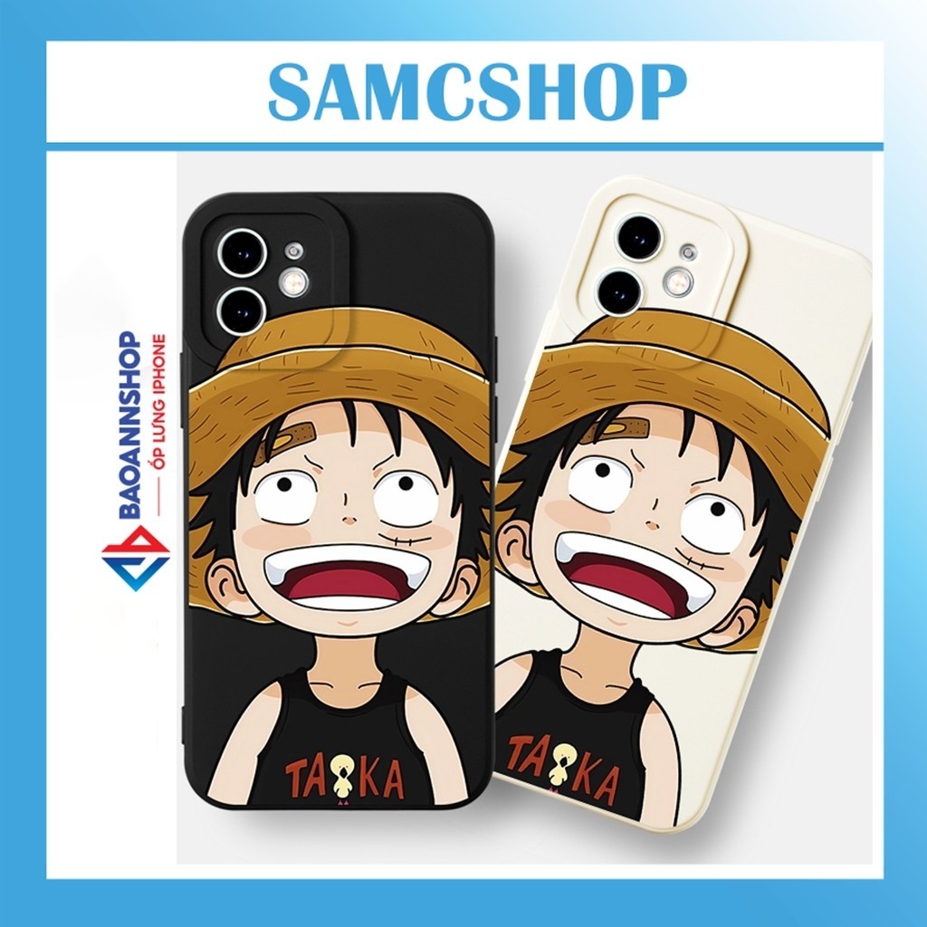 Lufi onpiece เคสไอโฟนตัวการ์ตูน ขอบสี่เหลี่ยมกันกระแทก 7plus/8plus/x/xsmax/11/12/13/14/promax