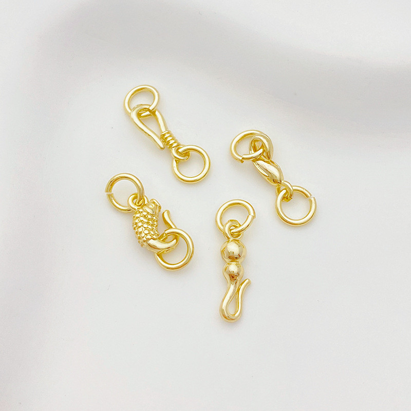 14k Gold-Packed สี-Preserve ปลาคาร์พ Dolphin วงกลมคู่การเชื่อมต่ออุปกรณ์เสริม Handmade diy สร้อยข้อมือสร้อยคอเครื่องประดับหัวเข็มขัดวัสดุอุปกรณ์เสริม