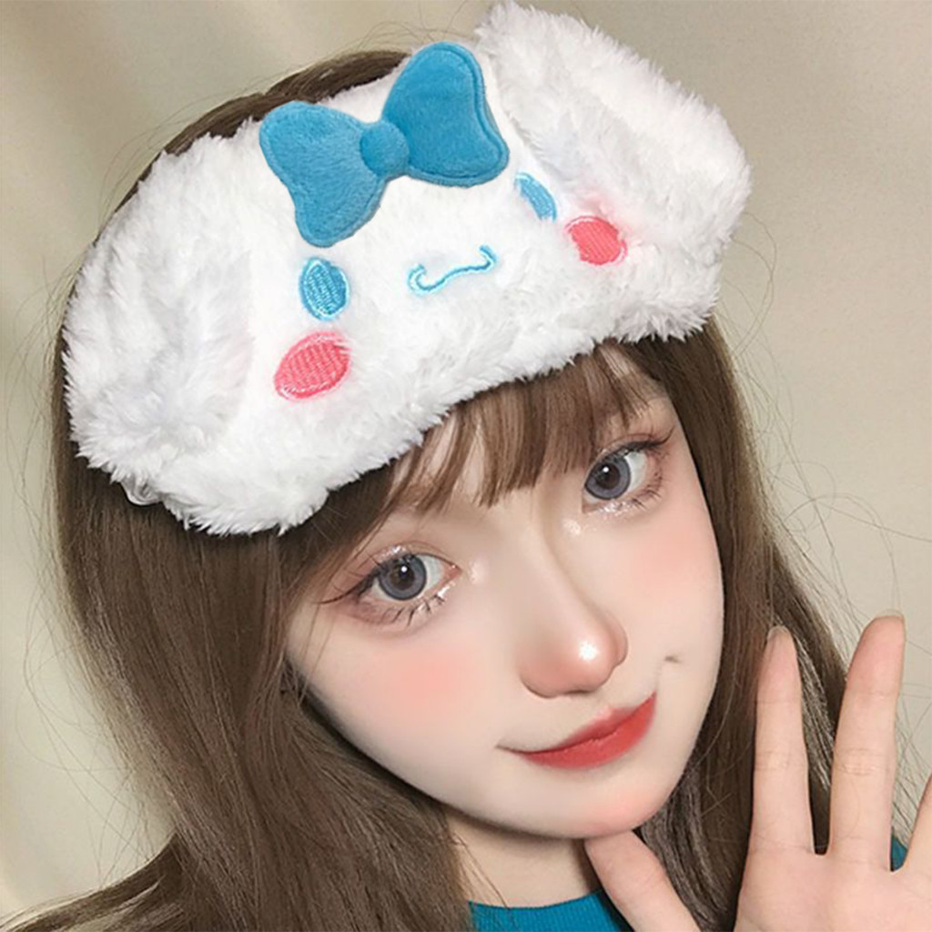 ผ้าปิดตานอน นุ่มๆ  sanrio ลายการ์ตูนน่ารัก สีขาว สีชมพู  
