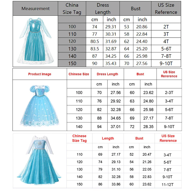 เด็กผู้หญิง Elsa Princess Dress Birthday Party คอสเพลย์เครื่องแต่งกาย Anna Princess Themed Dresses เสื้อผ้าฮาโลวีน thumbnail 10