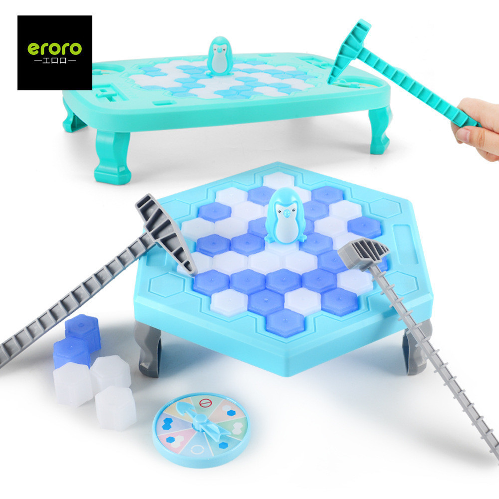 ERORO เกมส์ทุบน้ำแข็ง icebreaker โต๊ะเกมส์ทุบน้ำแข็ง เดสก์ท็อปเคาะน้ำแข็งบล็อก กับดักเพนกวิน