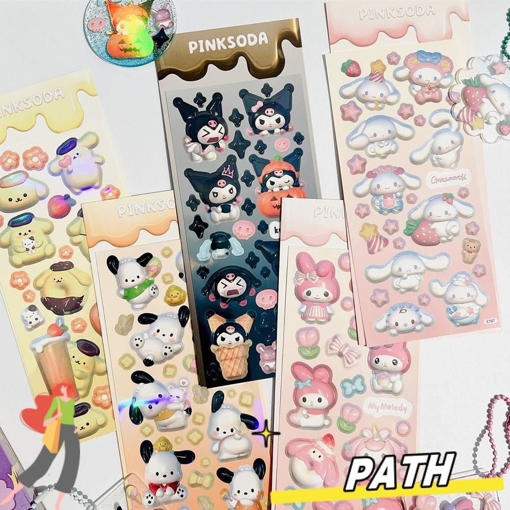 Path สติ๊กเกอร์ Sanrio, Mymelody Pochacco Kuromi HelloKitty Modeling Sticker, Cute Diary Decor Stationery Goo Card Decorative Girls