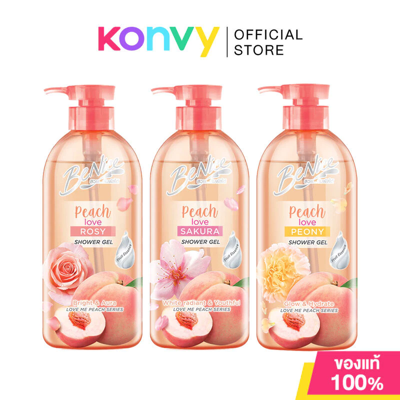 BeNice Love Me Peach Shower Gel บีไนซ์ เจลอาบน้ำ 450ml (Peach Love Peony/Peach Love Rosy/Peach Love Sakura)
