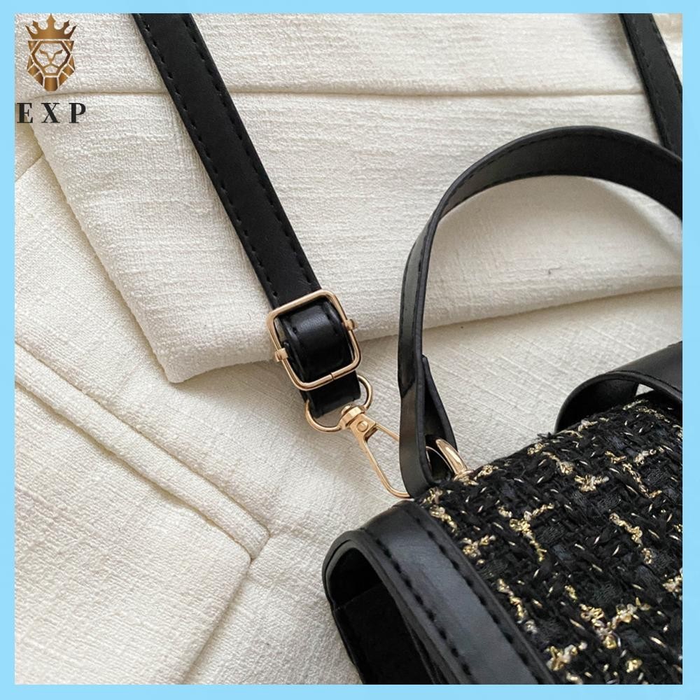 [explosion1.th] Women PU Leather Classic Plaid Bag Flap Top Hand Bag Shoulder Bag for Shopping