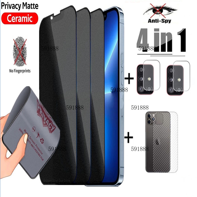 4in1 Matte Soft Anti Spy ฟิล์มกระจกนิรภัยสําหรับ Huawei Nova Y61 Y70 Y72 Y90 Y71 9se Y6p 8i 7i Y7P Y