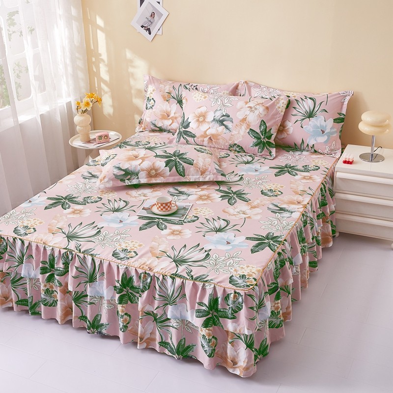 Bedding skirt ขนาด 3.5/5/6ฟุต คลุมได้ทั้งเตียง ดีไซน์กระโปรงจีบ สไตล์เกาหลี ผ้าปูที่นอนกระโปรงเตียง