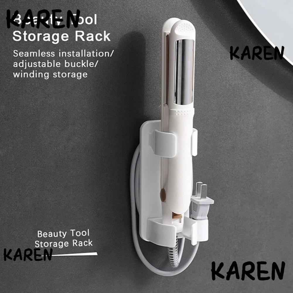 Karen ที่วางที่หนีบผมตรง, ชั้นเก็บของ Abs ที่เก็บเครื่องเป่าผมประหยัดพื้นที่, ที่วางเครื่องหนีบผมติดผนังคุณภาพสูง Home