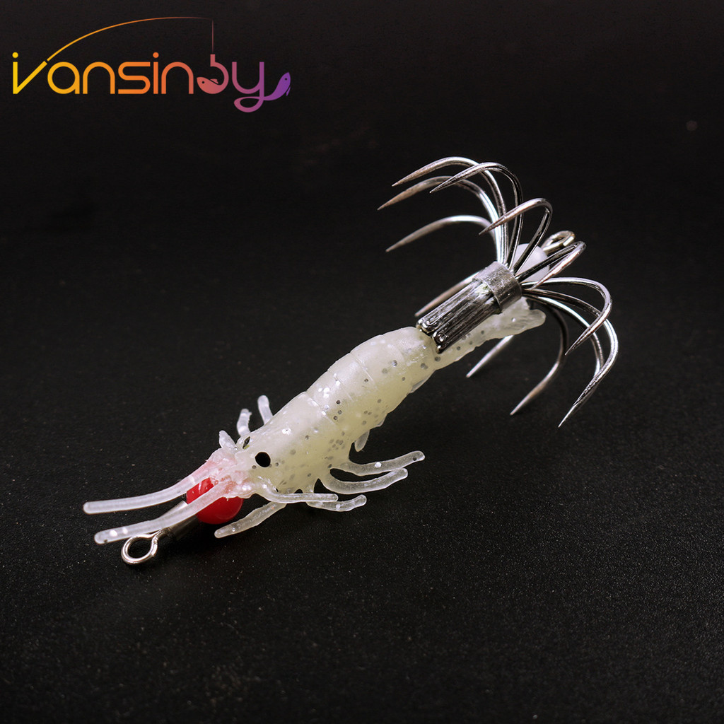 4g/10g ตกปลา Luminous กุ้ง Octopus Lure ปลาหมึก jig Hook 12 เข็ม Blowpipe ร่ม Hook Cuttlefish แปด Claw Octopus Lure