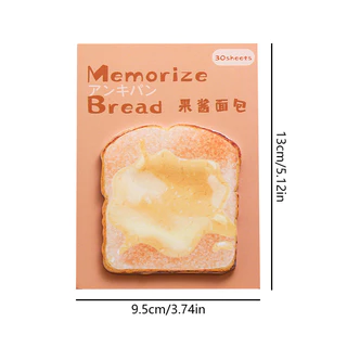 30 แผ่นการ์ตูน Memorize Bread Series Sticky Notes แผ่นบันทึกแบบพกพาสําหรับนักเรียน