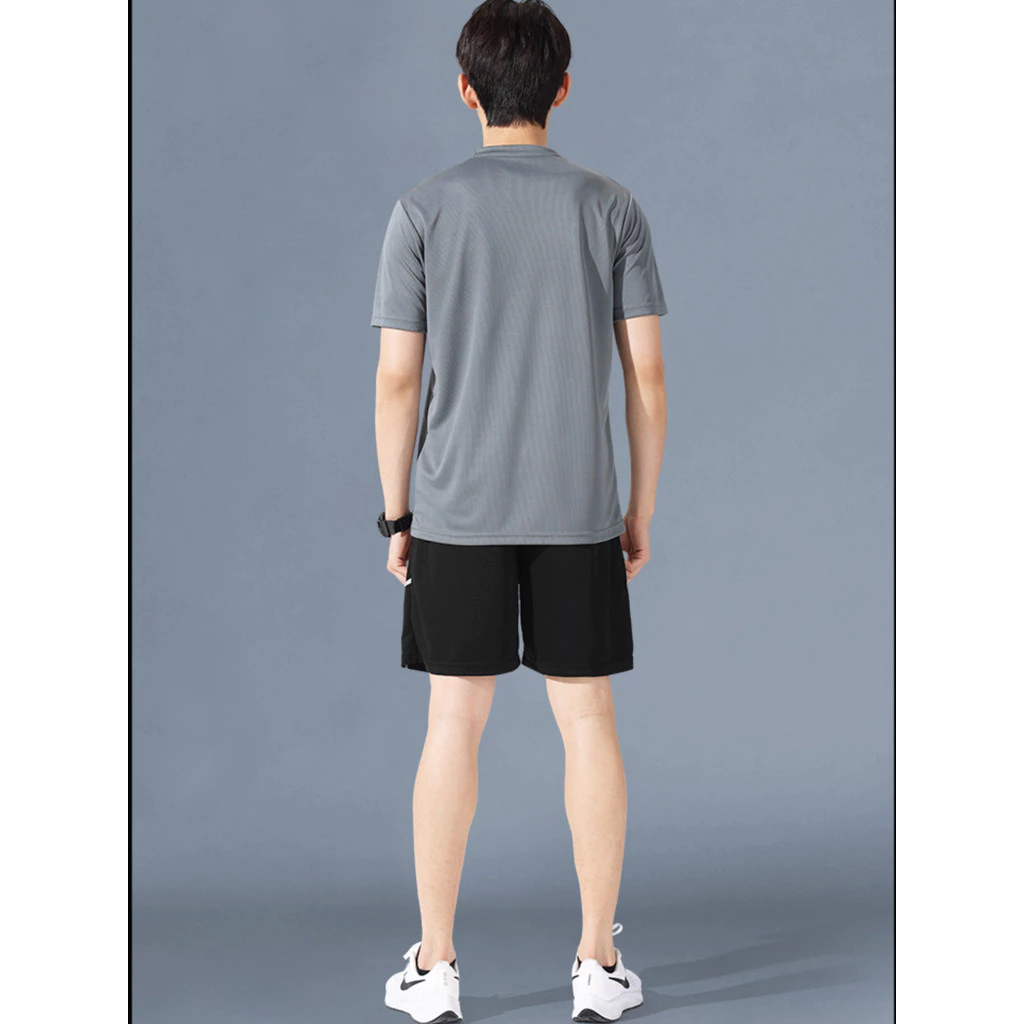 [M-5XL] ชุดกีฬาผู้ชาย แห้งเร็ว ระบายอากาศ เหมาะสำหรับยิม เสื้อยืดและกางเกงขาสั้น เครื่องแต่งกายสำหรับวิ่ง บาสเกตบอล และแบดมินตัน thumbnail 6