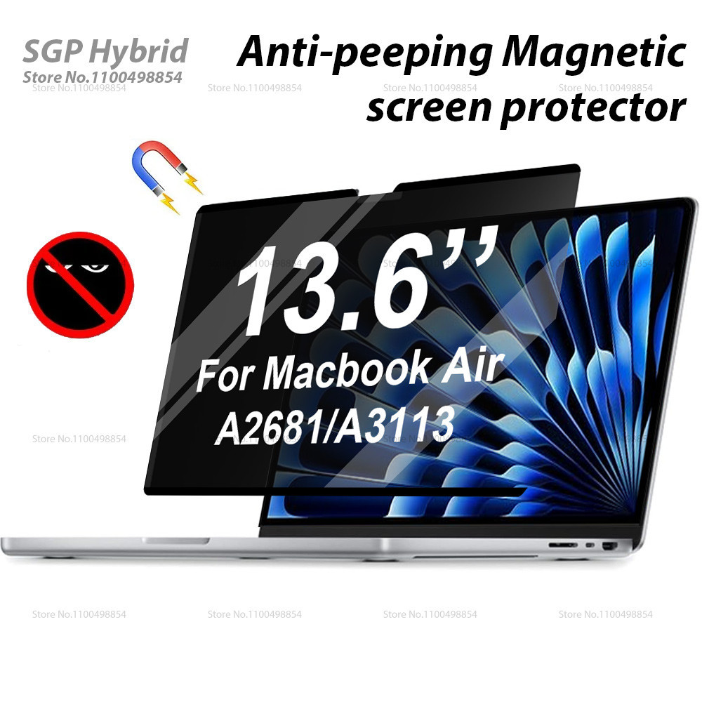 Magnetic Privacy Screen Protector สําหรับ Macbook Air 13 นิ้ว 13.6 2022- 2024 M2 A2681 A3113 แม่เหล็กที่ถอดออกได้แล็ปท็อปกรอง Anti Spy ฟิล์ม
