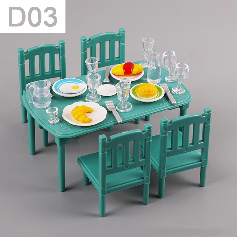 ครอบครัวสัตว์มินิกระต่ายบ้านตุ๊กตาเด็กเล่นบ้านจําลองเฟอร์นิเจอร์ชุดบ้านตุ๊กตาสาวของเล่น