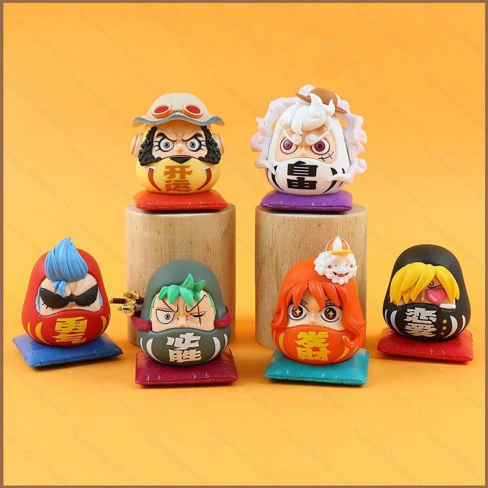 6 ชิ้น ONE PIECE Action Figure Daruma Nika Monkey D Luffy Sanji Roronoa Zoro ตุ๊กตาสําหรับเด็กคอลเลกชัน