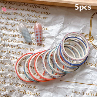 Renbg 5 ม้วนเล็บ Striping เทป Checkered เส้น 3d เล็บเครื่องมือสี Rolls Decals DIY เล็บเคล็ดลับสติกเกอร์ตกแต่ง TH