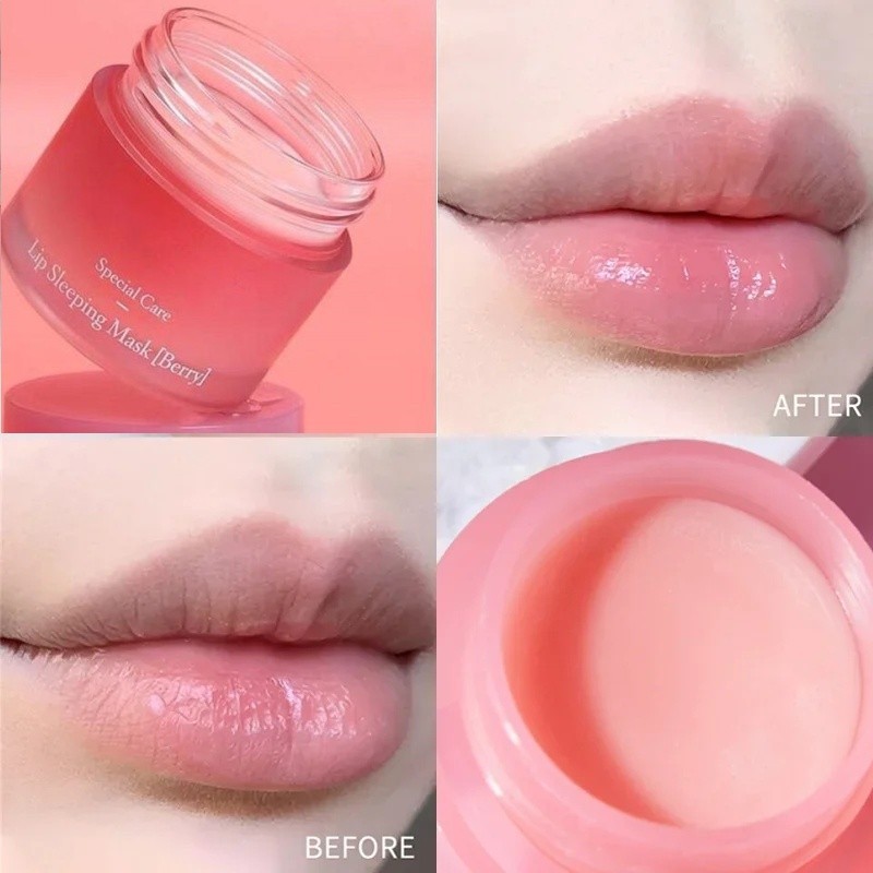 1/2/3/4/5 ชิ้น Lip Sleep Mask Night Sleep Maintenance Moisturizing Lip Gloss ครีม Bleach Nourishing Lip Care Cherry Lip Balm