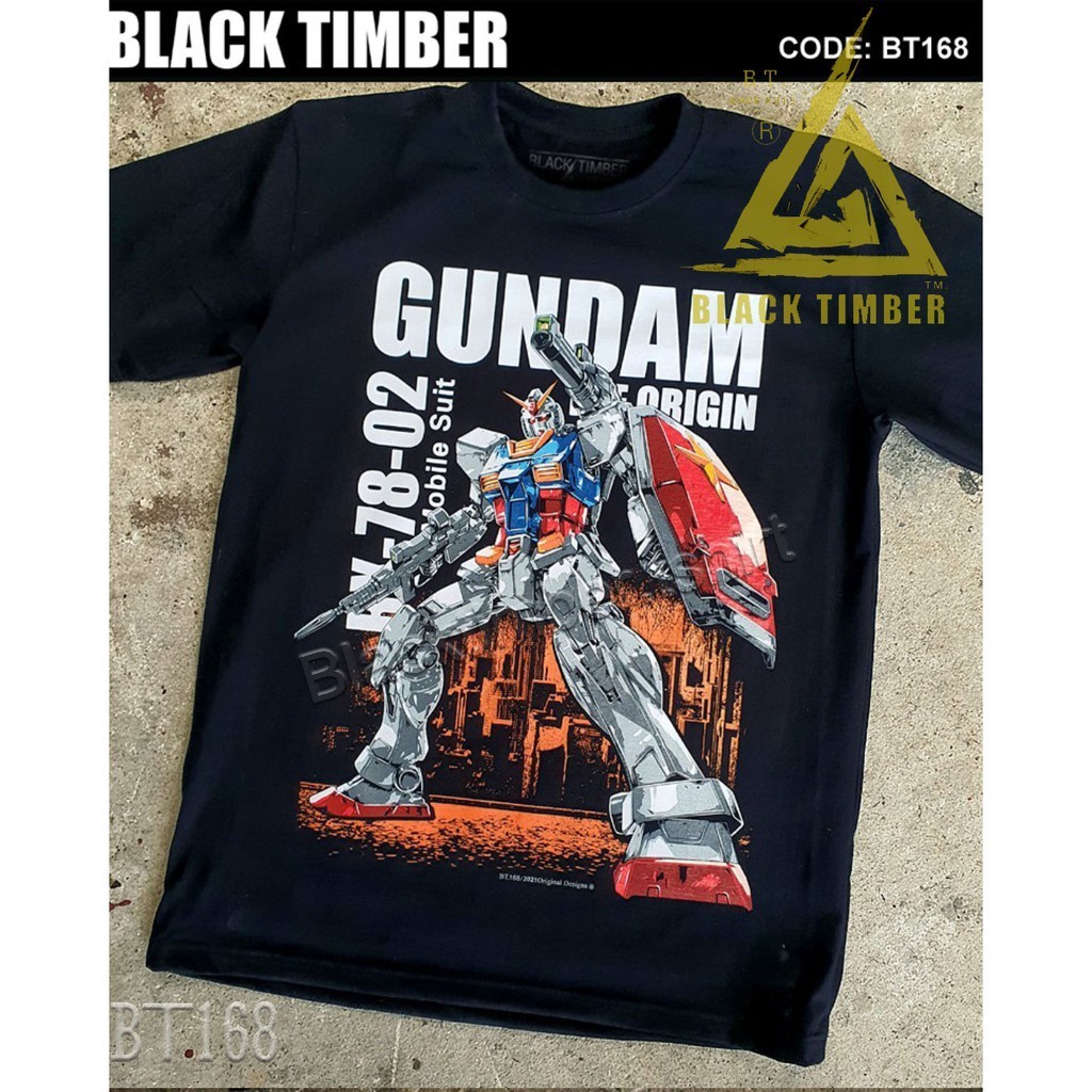 BT 168 Gundam RX-78-02 เสื้อยืด สีดำ BT Black Timber T-Shirt ผ้าคอตตอน สกรีนลายแน่น S M L XL XXLS-5X